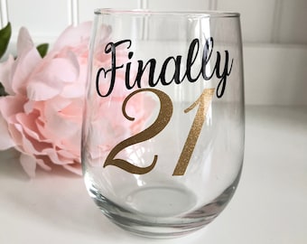 Bicchiere da vino per il 21° compleanno/Bicchiere da shot per il 21° compleanno/21° compleanno/Finalmente legale/Regalo per il 21° compleanno/Finalmente 21/Legale AF/Regalo per un compleanno importante/21 shot