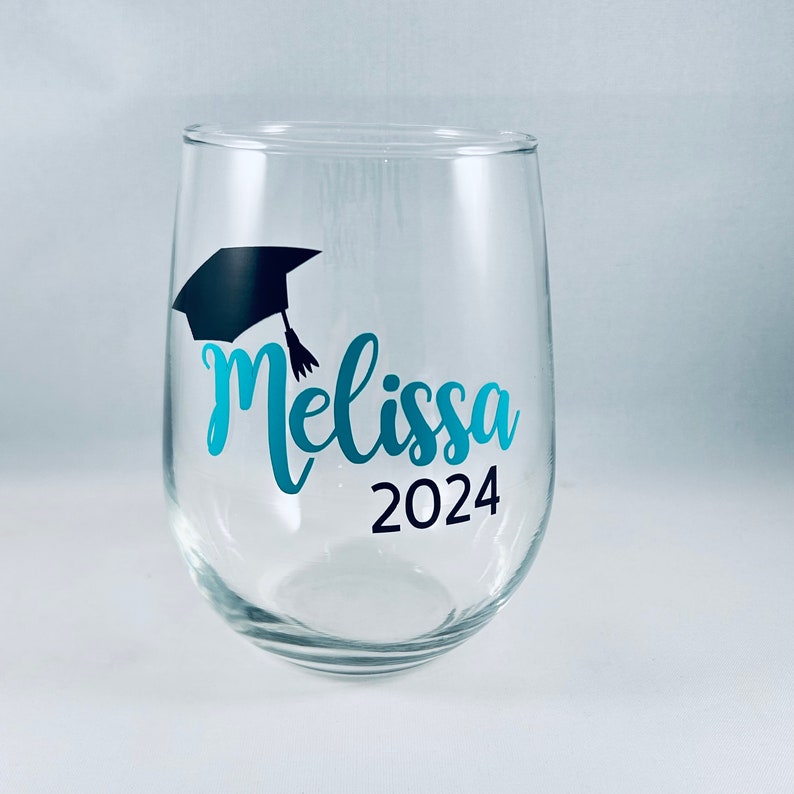 Graduation Wine Glass/Graduation Gift/College Wine Glass/College Grad/Personalized Graduation/Class of 2024/Funny Graduation/2024 Graduate image 1