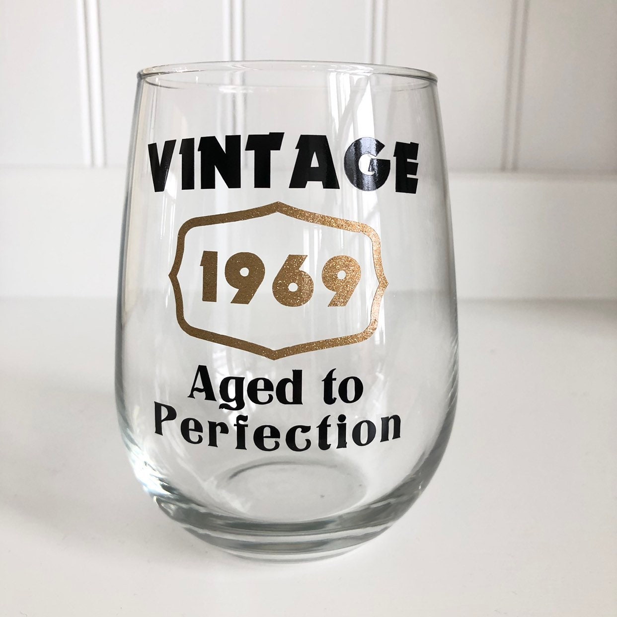 50th Birthday Wine Glass/50th Birthday Gift/vintage Birthday Etsy