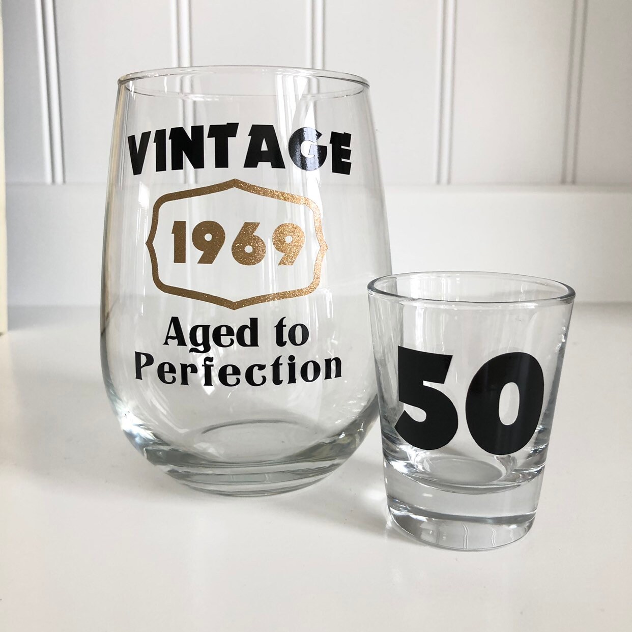 50th Birthday Wine Glass/50th Birthday Gift/vintage Birthday Etsy