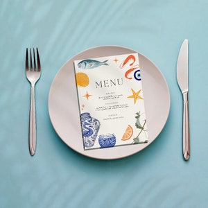 Menu de la côte amalfitaine (téléchargement numérique du modèle) instantané ~ mariage événement anniversaire fiançailles dîner fête italien moderne Italie entièrement modifiable