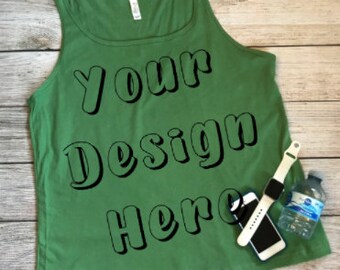 Download Free Bella Canvas 6488 Ladies' Relaxed Jersey Tank Leaf Mockup Flat Lay INSTANT DOWNLOAD PSD Template