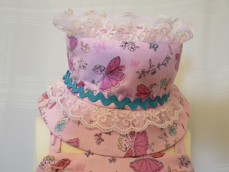 Playful Baby Girl Dress in a Pink Fairy Print with Matching Panties and Hat
