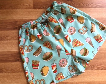 Junk Food Flannel Pajama Shorts. Available in sizes XS_XXL