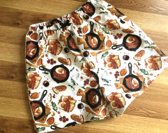 Breakfast Eggs and Bacon Flannel Pajama Shorts available in sizes XS-XXL