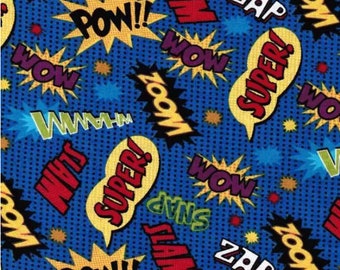 Craft Fabric, Green Bam Pow Print Polycotton