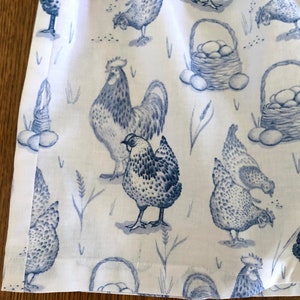 Blå och vita tuppar i bomull, kycklingpyjamasshorts - strandshorts, pyjamasshorts, pyjamasshorts, finns i storlekarna XS-XXL med justerbar midja bild 3