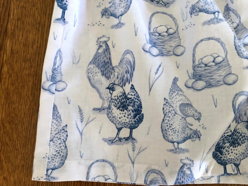 Blå och vita tuppar i bomull, kycklingpyjamasshorts - strandshorts, pyjamasshorts, pyjamasshorts, finns i storlekarna XS-XXL med justerbar midja bild 3