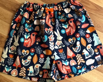 Big Woodland Animal Flannel Pajama Shorts. Available in sizes XS_XXL