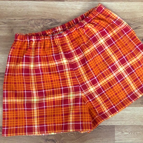 Halloween/Fall Plaid Flannel Pajama Shorts, Available in Sizes XS-XXL