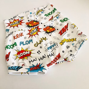Comic High Waisted Bummies,Organic Diaper Cover, Baby Bloomers,GOT&#39;s Bummies, Shorties, Baby/Toddler Shorts