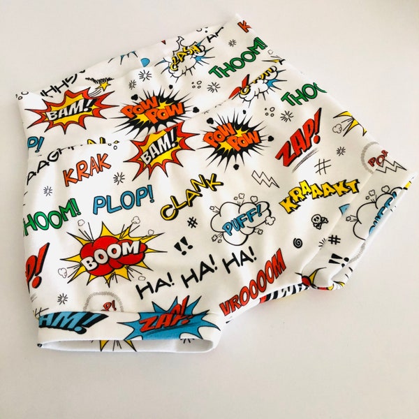 Comic High Waisted Bummies,Organic Diaper Cover, Baby Bloomers,GOT's Bummies, Shorties, Baby/Toddler Shorts
