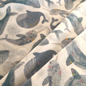 フランネル - クジラとイッカクのフランネル パジャマ パンツ、ラウンジ パンツ、お揃いのファミリー パジャマ、XS から XXL までのサイズがあり、サイド ポケットが深くなっています。 画像 3