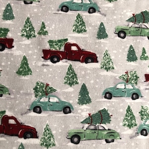 Vintage Christmas Flannel Pajama pants, Lounge pants, sleep bottoms, Available is sizes XS-XXL, Trucks, Trees,  with &quot;DEEP&quot; Pockets!