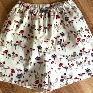 Mushroom Flannel Pajama Shorts. Available in sizes XS_XXL image 1