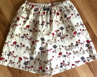 Mushroom Flannel Pajama Shorts. Available in sizes XS_XXL