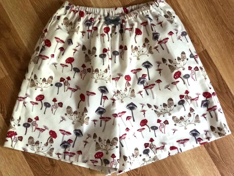 Mushroom Flannel Pajama Shorts. Available in sizes XS_XXL image 1