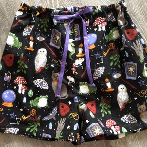 Wizard Flannel Pajama Shorts with adjustable waist. Available in sizes XS_XXL