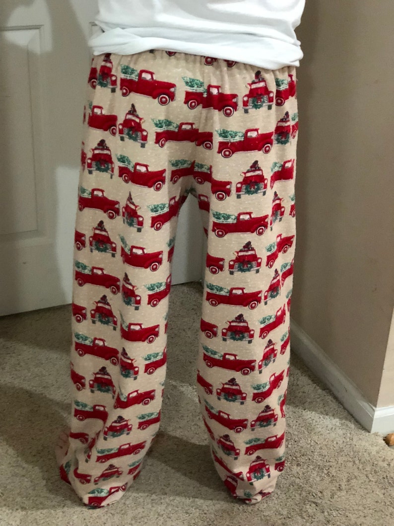 Christmas Flannel Pants Flannel Lounge Pants Kids Matching Family Red Truck Flannel Pajama Pants Red trucks