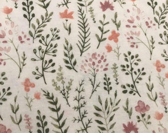 Flannel-Wildflower Floral on White Flannel pajama pants. With or Without "deep" side pockets.Gardener gift. Handmade in the USA