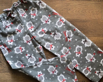 Calça de pijama de flanela com urso polar para esquiar, pijamas para a família, calças de moletom, calças de dormir
