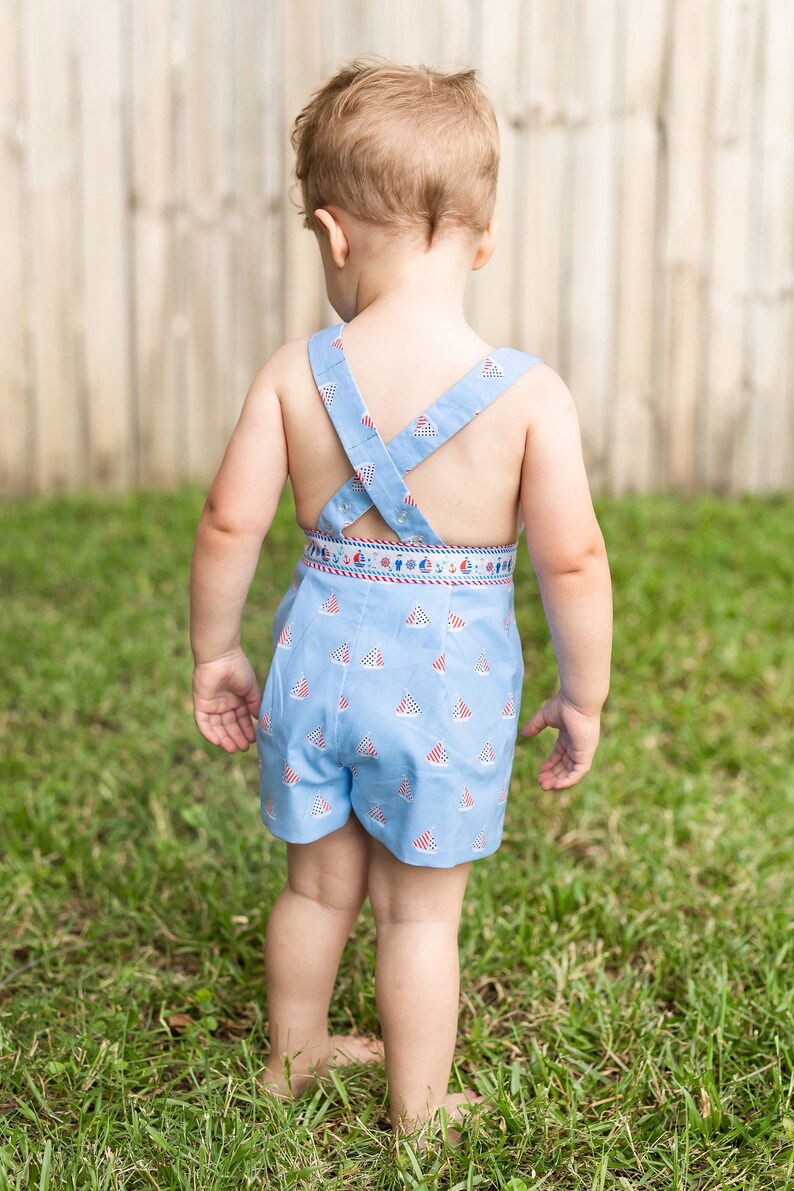 Boys Nautical Sailboat Jon Jon,Nautical Wedding Nautical Romper Boys shortall Sailboat