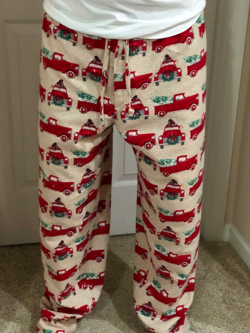 Christmas Flannel Pants Flannel Lounge Pants Kids Matching Family Red Truck Flannel Pajama Pants Red trucks