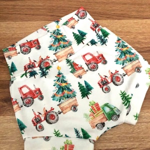 Christmas Truck High Waisted Bummies,Organic Diaper Cover, Baby Bloomers,GOT&#39;s Bummies, Shorties, Baby/Toddler Shorts,