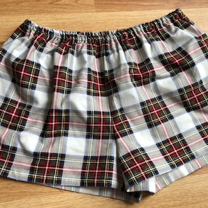 Weihnachten Tartan Plaid Flanell Pyjama Shorts, Pyjama Shorts, Schlafshorts.