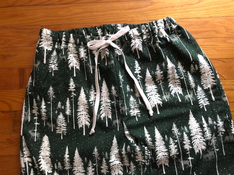 Olde Time Christmas Forest Green Tree Flannel Pajama Pants, Pj's, Lounge pants, Matching Family Pj's, Available Adult XS-XXL image 3