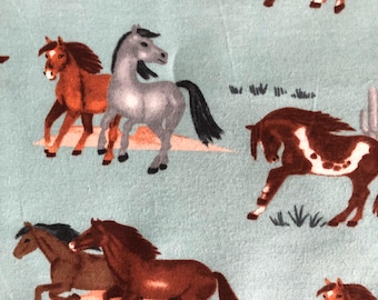 Flannel-Horses on Blue Flannel Pajama Pants, Pajama pants, Pj's, Lounge pants, Available Adult XS-XXL. Gift for Her or Him!