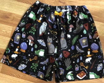 Wizard Flannel Pajama Shorts. Available in sizes XS_XXL