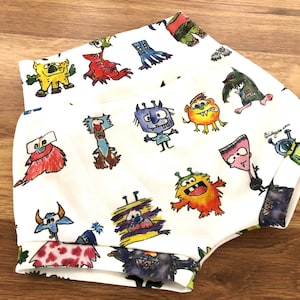 Monster Mash High Waisted Bummies,Organic Diaper Cover, Baby Bloomers,GOT&#39;s Bummies, Shorties, Baby/Toddler Shorts,Halloween