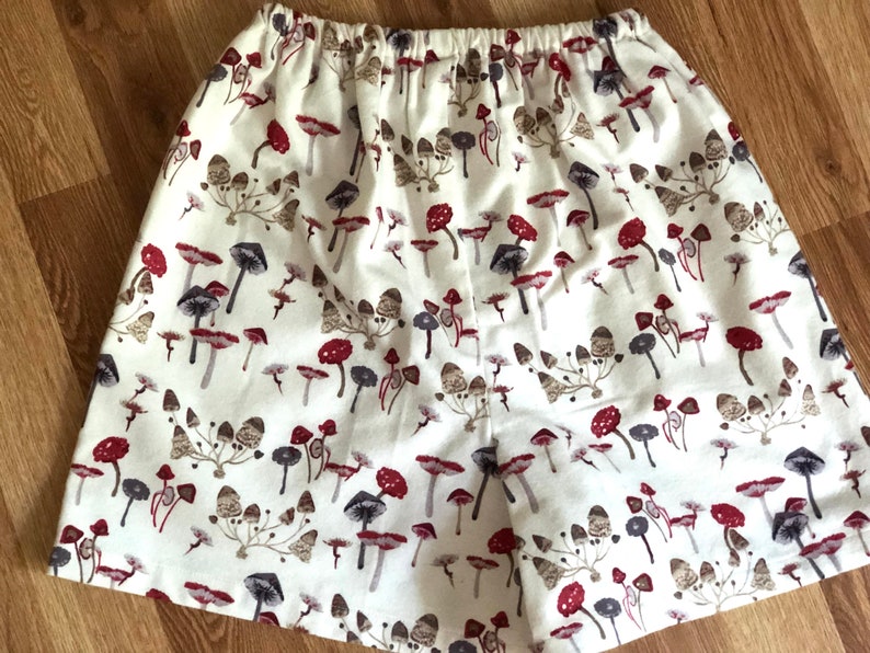 Mushroom Flannel Pajama Shorts. Available in sizes XS_XXL image 2