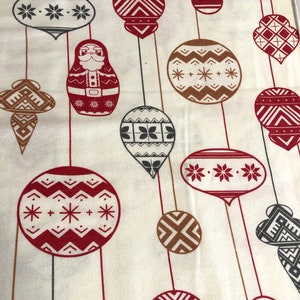 Christmas Ornament on Cream Flannel Pajama Pants, Pj&#39;s, Lounge pants, Matching Family Pj&#39;s, Available Adult XS-XXL