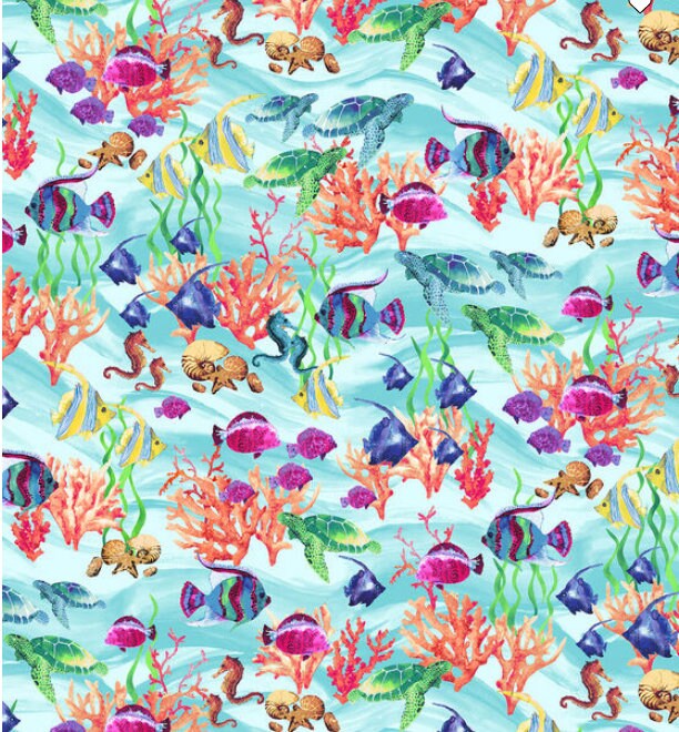 Cotton Tropical Fish Pajama Pants Sea 