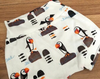 Puffin High Waisted Bummies,Organic Diaper Cover, Baby Bloomers,GOT's Bummies, Shorties, Baby/Toddler Shorts,