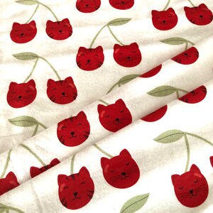 Cherry Cats on White Flannel pajama pants, Lounge pants, pjs are available in sizes SX-XXL. Our pants have DEEP side pockets image 3