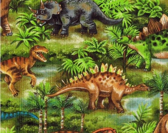 Fat Quarter Stomp Whimsical Dinosaurs Toss Sewing Cotton Quilting Fabric 
