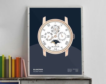 Blancpain Villeret 8 Days Poster - Watch Poster - Gifts for Men - Watch Art - Blancpain Watch - Blancpain Print - Watch Print - Watch Gift