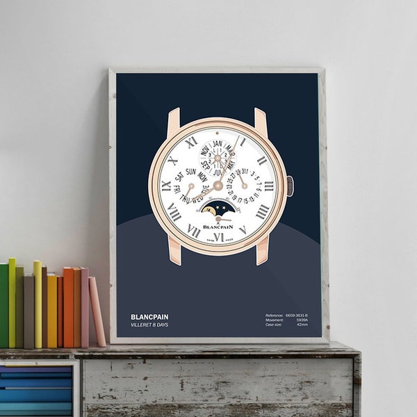 Blancpain Villeret 8 Days Poster - Watch Poster - Gifts for Men - Watch Art - Blancpain Watch - Blancpain Print - Watch Print - Watch Gift