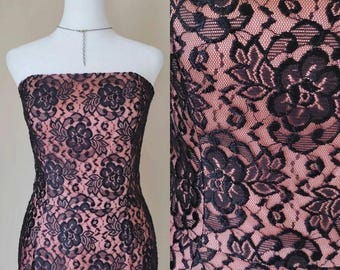 Vestido de cóctel midi de encaje negro vintage de JIM HJELM Occasions, elegante vestido de verano para fiestas en el jardín, rosa/melocotón, gótico romántico - Talla 8 (equivale a XS/S) - 2/4