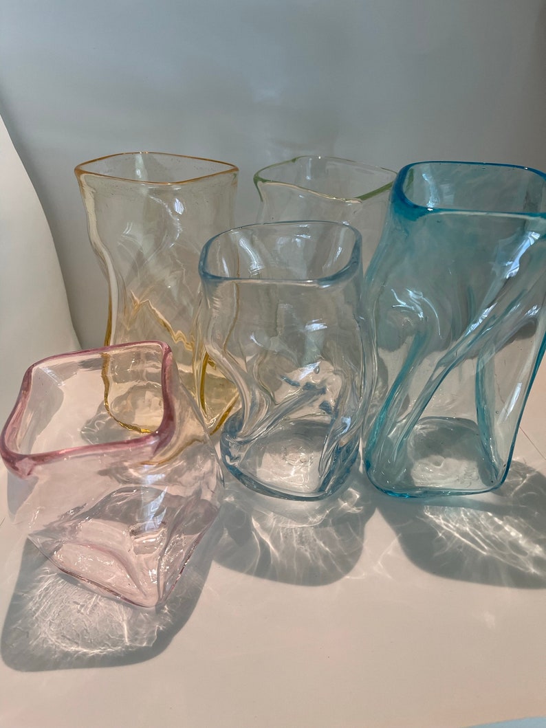 Glass cup, square and twisted image 1