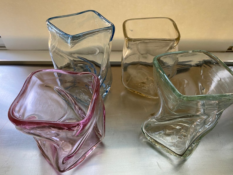 Glass cup, square and twisted image 3