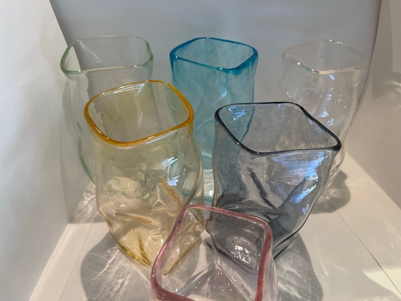 Glass cup, square and twisted image 6