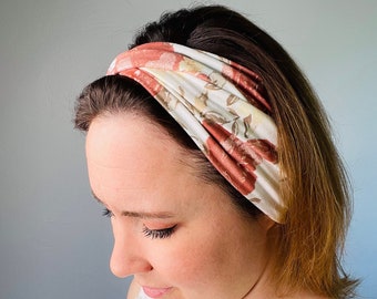 Boho Floral Twist Headband, Turban Style Stretch Headband for Women