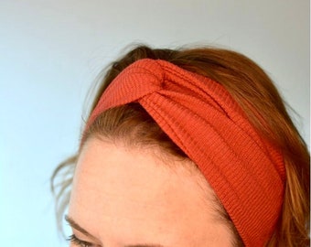 Thermal Knit Headband - Rust Turban Headband - Rust Color Cozy Headband -  Warm Headband - Women's Headband - Waffle Knit Headband