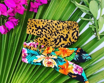 Tropical Print Headbands/ Turban and Tie Back Headbands/ Floral Tropical Print Headbands