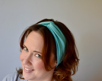 Aqua Turban Headband / Twist Knot Headband / Bamboo Headbands / Women's Headbands / Turban Wrap Headband