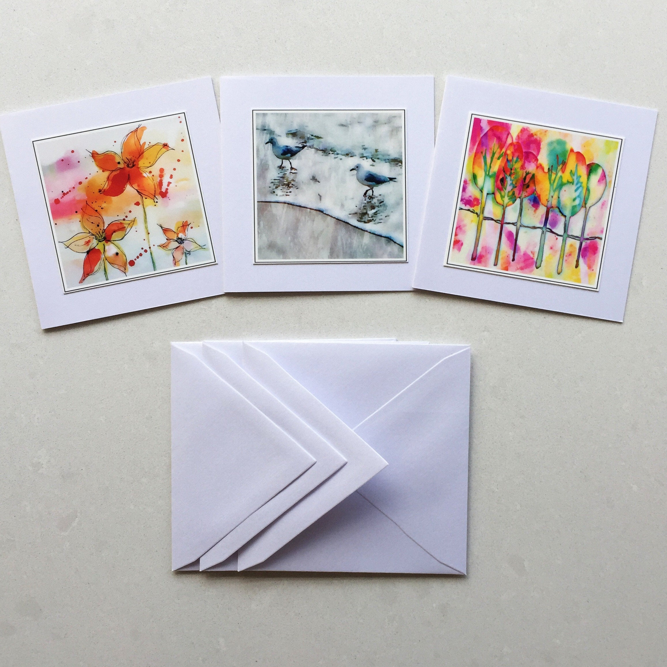 Small Cards & Envelopes Set of 3 Watercolour Cards Set of 3 Etsy